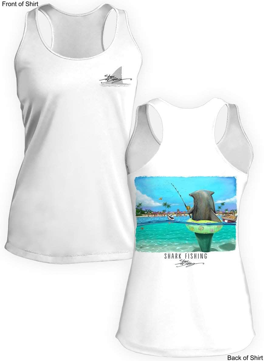 Shark Fishing- Ladies Racerback Tank-100% Polyester
